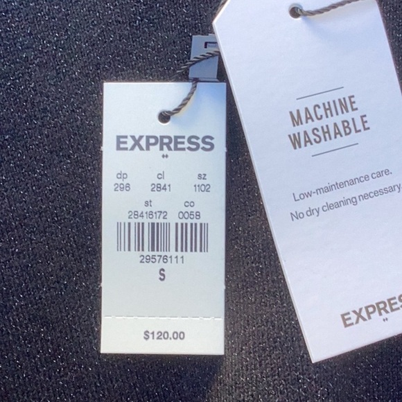 EXPRESS NWT WOMENS BLACK SWEATER  JACKET BLAZER ALL OVER SHIMMER SMALL OVERSIZED - Picture 6 of 8